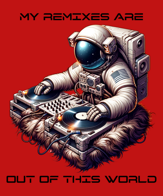 Astronaut DJ Unisex Softstyle T-Shirt Black Letter